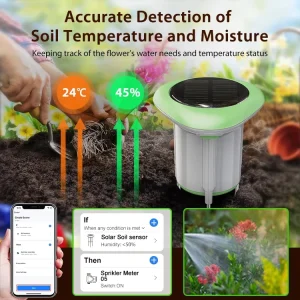 NAS STH02B Tuya Smart WiFi ZigBee Solar Soil Temperature & Humidity Meter Sensor ABS Material Irrigation Garden Supplies
