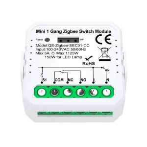 NC/NO/COM Clean Contact Zigbee 3.0 Double Pole Aluminum & PC DIY Wall Switch Module for Home Heating & Cooling Systems