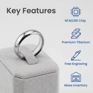 NFC Smart Ring Titanium 18K Gold Plated NTAG216 Chip Anti-allergy Scratch Resistant 5mm Width Eternity Band Nautical Style