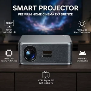 Native 1080P Smart Projector 1000 ANSI Auto Focus Auto Keystone Android 11 WiFi 6 4K with Speakers Projectors Supplier