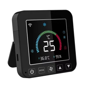 Neo Tuya Wifi Smart Temperature Humidity Thermostat Color Screen Infrared AC Thermostat Display Black ABS Electric Smart Home