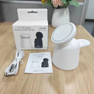 New 15 Watt Wireless Charger CE ROHS FCC Portable Strong Magnetic 2 in 1 Charging Station for Watch iPhone Samsung