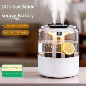 New 35L Plastic Humidifier with Four Nozzles High Mist Output Customizable Logo USB Powered Night Light for Bedroom