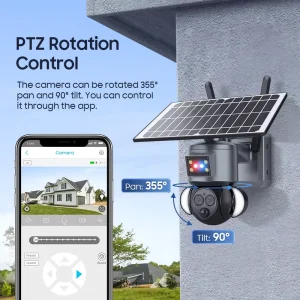 New 6MP HD 4G Solar Security Camera 12X Zoom Pan Tilt Two Way Audio CMOS Dual Lens SD Card Night Vision PIR Motion Cloud