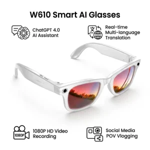 New Arrival AI Smart Glasses 8MP Camera 1080P Video Magnetic Charging Anti Shake WiFi Transfer Multi language Support Custom
