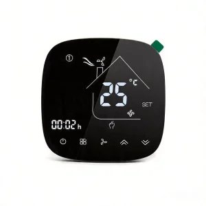 New Arrival Black Smart Fan Coil Thermostat 3 Speed 2 Pipe HVAC Room Temperature Controller Energy Saving for Heating & Cooling