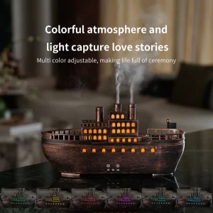 New Arrival Pirate Ship Ultrasonic Humidifier With Night Light Auto Shut off Aromatherapy Diffuser Kids Room Decor Novelty Gift