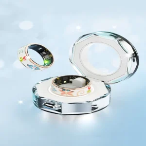 New Arrival Smart Ring with Crystal Charging Case Fitness Tracker Sleep Monitoring Health Movement Detection Exercise Recording