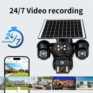 New Arrival Solar Powered Outdoor Security Camera PTZ Night Vision Waterproof IP66 Wireless 9MP Two Way CMOS Sensor Cloud Camera