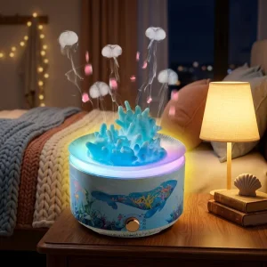 New Arrival Unique Decorative Visual Mist Humidifier 7 Colors Night Relaxing Coral Jellyfish Spray Ultrasonic Fragrance Diffuser