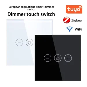New Comans Tuya Smart Dimmer Switch Custom EU Touch Glass Panel WiFi Light Wall Switch for APP Remote Dimming Smart Home