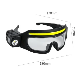 New Compact Eyewear COB LED Glasses Light Rechargeable Sensor Headlamp Red Blue Flash Warning Light for Emergency Outdoor Work