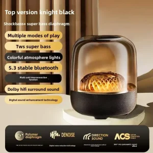 New Crystal 5th Gen Wireless Speaker BT 5.3 Computer Desktop Luminous Phantom Gift Loud Volume High Quality Audio Box