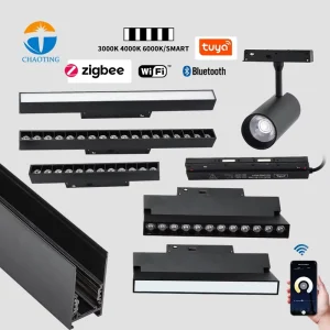 New Design 48V Magnetic Track Lighting System 3-Color CCT Dial Switch Smart Tuya 2.4G WIFi Zigbee/ Dimmable COB Linear Spotlight