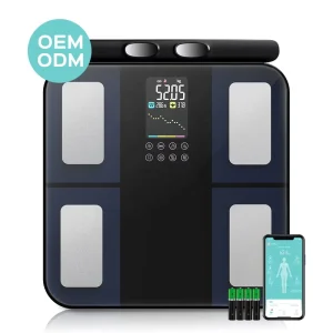 New Design Digital Balance Smartphone App Body Composition Analyzer 180kg Led Display 8 Electrodes Rechargeable Bmi Home Scale