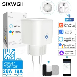 New Design Tuya WiFi Smart Socket Display EU Plug Alexa Voice App Control Ios Compatible Electric Power Source Factory