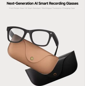 New Fashion AI Smart Glasses HD Camera Charging Case WiFi BT Call AI Translation Sunglass Anti blue 2 Lenses