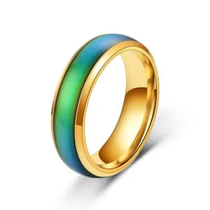 New Fashion Changing Color Smart Rings Jewelry Men Widened Glossy Thermochromic Stainless Steel Finger Rings Women