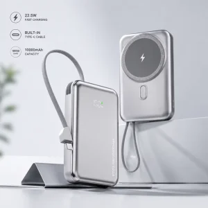 New Fast 10000 MAh Type C Cable Phone Holder Wireless Charger 22.5W PD Smart IC Built in Cable Quick Charger PD Power Bank OEM