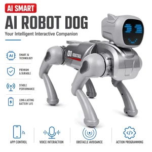 New Intelligent Robot Dog Voice Control Programmable Toy with LED Face Remote for Kids STEM Learning Gift