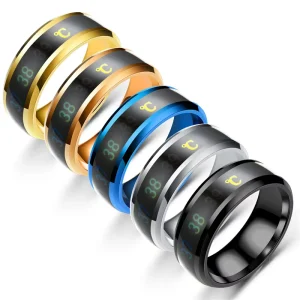 New Intelligent Temperature Sensing Men Smart Ring Health Titanium Steel NFC Ring for Phone Call
