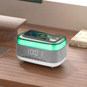 New Multifunction Smart Blue Tooth Speaker with Wireless Charger and Alarm Clock