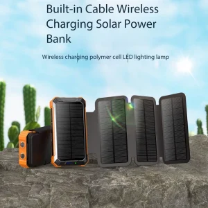 New OEM Solar Charger High Capacity 20000mAh QC 3.0 Fast Wireless Waterproof Micro USB Double USB 65W Compass Portable
