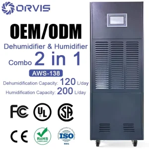 New ORVIS Industrial Commercial Smart Precision PLC Touchscreen Dehumidifier Humidifier 2 in 1 Wet Film HEPA Filter System