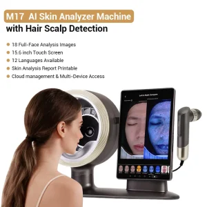 New Portable M17 AI Smart Skin Analyzer Face Scanner Analysis Machine with 12 Languages Handheld Hair Scalp Detector