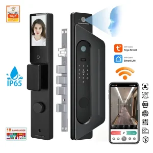 New Smart Lock Face Recognition WiFi App Control Cloud Aluminum Alloy for Wooden Steel Doors IP65 Waterproof Israeli Lock Body