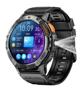 New Sports Watch K65 Smartwatch Flashlight Heart Rate Monitor Bt Call Outdoor Smart Watch Amoled