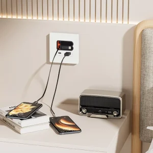 New Style 20W Fast Charging USB Socket Top Fashion Wall Socket 1*USB A+USB C 2*Expansion Cable