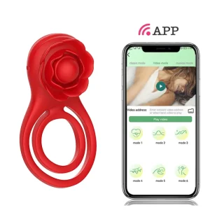 New Style APP Rose Lock Ring Vibrating Double Ring Masturbator for Men and Women Adult Sex Toy
