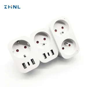 New Style Ports Travel Adapter EU 16A Standard Grounded Residential universal Wall Mounted Power Plug Socket With Usb