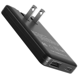 New Stylish Black Charger, Travel Portable, Card-style Foldable Pins, Fast Charging