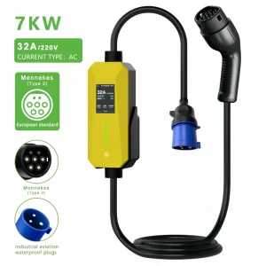 New Super Fast 7kW 32A Portable EV Charging Station Type 2 European Standard IP66 APP Control 1-Phase EVSE Schuko/CEE