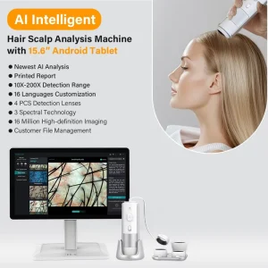 New Tech Portable Intelligent Hair Scalp Analysis Machine with Triple Spectral Imaging 16 Languages