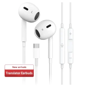New Trending Hot AI Translator In-ear Wired Earbuds Text Display Translation Earphone C Stereo Sound Noise Cancelling Mobile