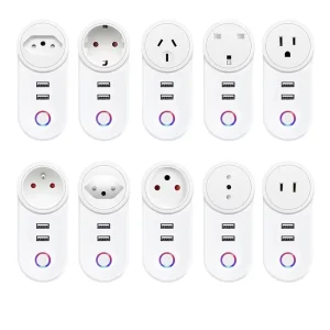 New Tuya Smart Wifi 10A/16A US/EU/UK AC100-240V Worldwide Standard Smart Power Socket Plug 2USB App Control PST-LSPA2 Switches