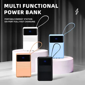 New Type Of Solid state Battery 10000mAh Digital Display With Lanyard Power Bank PD20W Fast Charging With 4 Cables Power Bank