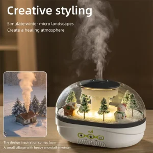 New Unique Creative Snow Scene Santa Claus Micro Landscape Ultrasonic Essential Oil Diffuser Cool Mist Humidifier Scent Diffuser