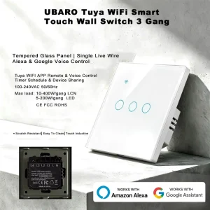 No Neutral Wire WiFi Smart Touch Switch Iron Frame Tuya APP Remote Control Timer Alexa Google Home Yandex Alice Smart Switch