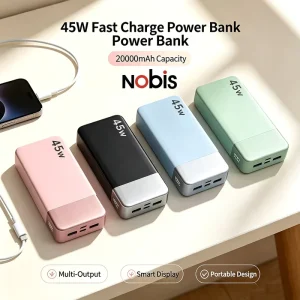 Nobis 45W 20000mAh Original Usb C Type C Pd Smart Fast Charging Compact Powerbank Portable Power Bank for Laptop Phone