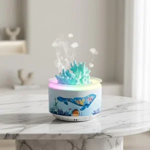 Novelty Coral Landscape Jellyfish Mist Aroma Diffuser Ultrasonic Desktop Humidifier Dual Spray Modes Relaxing Scent Air Diffuser