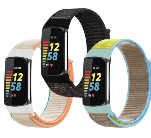 Nylon Loop Bracelet Wristband Correa Pulsera for Fitbit Charge 5 Smart Watch Strap Accessories Fabric Material Band
