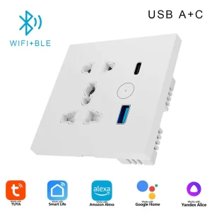 OCY Plastic Material 13A Rated Tuya Smart Home 20W Fast Charge Wall Plug Alexa Digital Home Appliances Wifi Power Socket