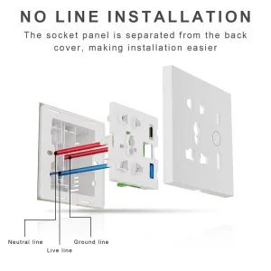 OCY Smart Plug WiFi Universal Socket Tuya EU UK USB Type C Fast Charging Outlet Works with Alexa Google Home
