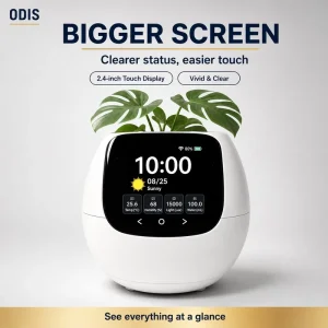 ODIS Smart Plant Monitor for Indoor Plants WiFi 4 in 1 Plant Care Sensor LCD Screen Temperature Humidity Light Water Level