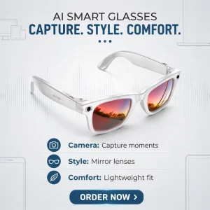 ODM OEM Smart Glasses AI Camera IP66 Waterproof 290mAh Long Lasting Battery Real Time Translation 1080P Video Phone App Control