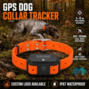 OEM 4G LTE GPS Dog Tracker Collar with 4000mAh Battery IP67 Waterproof & Two Way Voice for Outdoor Pets ODM
